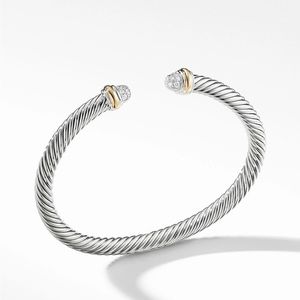 EXCELLENT CONDITION: David Yurman Cable Bracelet -18K Yellow Gold and Pavé Domes
